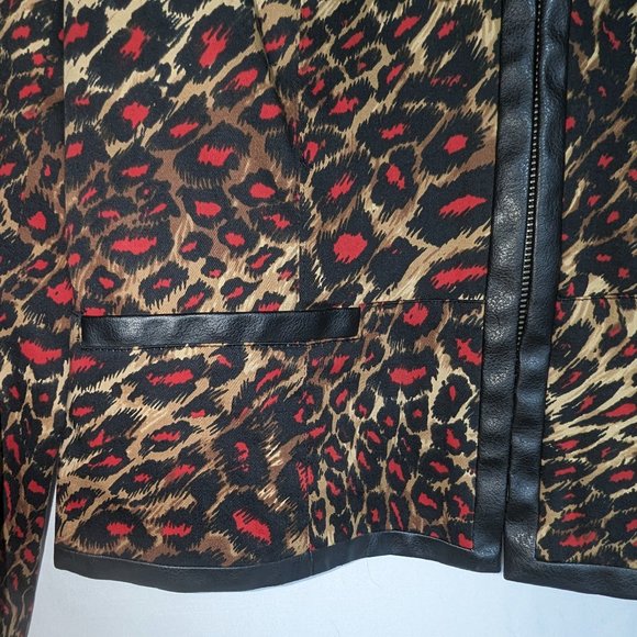 Vintage Nygard Petites animal-print blazer with leather trim size 6 EUC - Picture 6 of 10